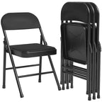 8 sillas de comedor plegables con asiento y respaldo acolchados, sillas de acero apilables