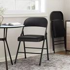 8 sillas de comedor plegables con asiento y respaldo acolchados, sillas de acero apilables