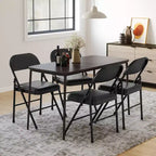 8 sillas de comedor plegables con asiento y respaldo acolchados, sillas de acero apilables