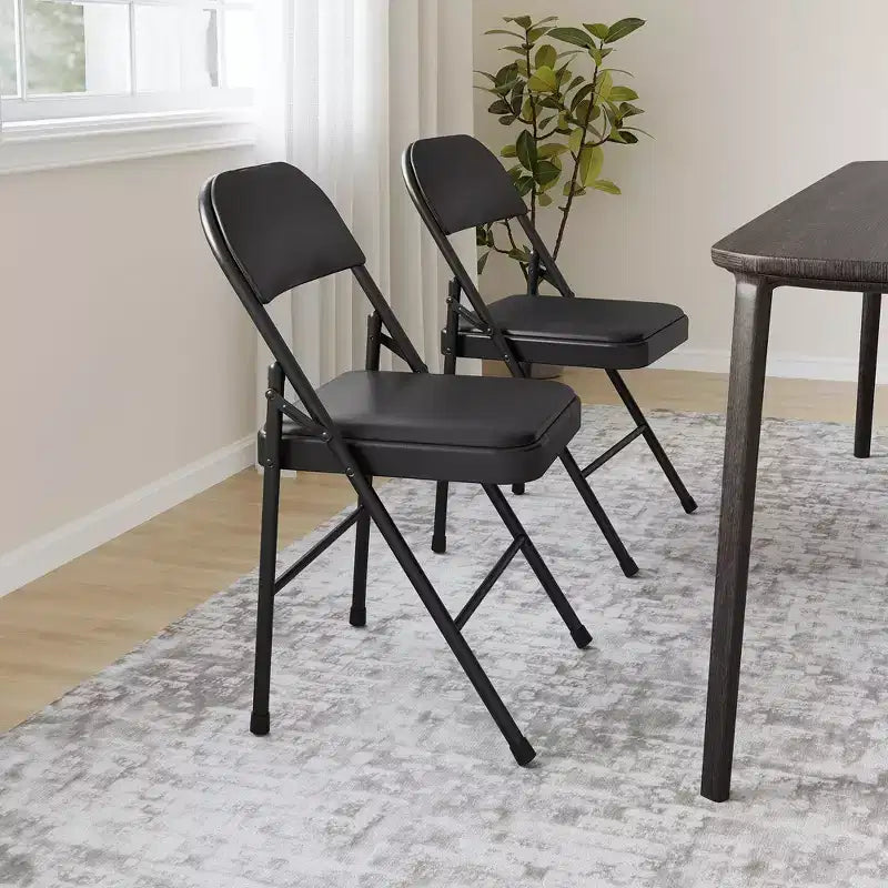 8 sillas de comedor plegables con asiento y respaldo acolchados, sillas de acero apilables