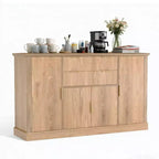 Fluted Buffet Cabinet , 58 Sideboard with 4 Doors & 2 Drawers, Storage Cabinet, Kitchen Console Table with Gold Handles, Coffee Bar & Credenza