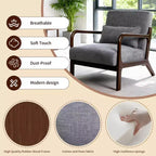 Sillón tapizado de estilo moderno de mediados de siglo con estructura de madera maciza y cojín lumbar