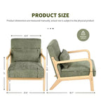 Sillón tapizado de estilo moderno de mediados de siglo con estructura de madera maciza y cojín lumbar