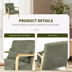 Sillón tapizado de estilo moderno de mediados de siglo con estructura de madera maciza y cojín lumbar