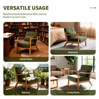 Sillón tapizado de estilo moderno de mediados de siglo con estructura de madera maciza y cojín lumbar