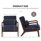Sillón tapizado de estilo moderno de mediados de siglo con estructura de madera maciza y cojín lumbar