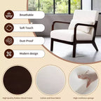 Sillón tapizado de estilo moderno de mediados de siglo con estructura de madera maciza y cojín lumbar