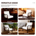 Sillón tapizado de estilo moderno de mediados de siglo con estructura de madera maciza y cojín lumbar