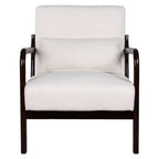 Sillón tapizado de estilo moderno de mediados de siglo con estructura de madera maciza y cojín lumbar