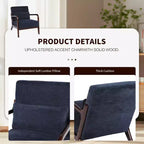 Sillón tapizado de estilo moderno de mediados de siglo con estructura de madera maciza y cojín lumbar