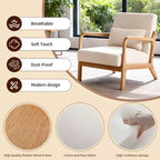 Sillón tapizado de estilo moderno de mediados de siglo con estructura de madera maciza y cojín lumbar