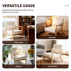 Sillón tapizado de estilo moderno de mediados de siglo con estructura de madera maciza y cojín lumbar