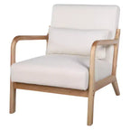 Sillón tapizado de estilo moderno de mediados de siglo con estructura de madera maciza y cojín lumbar