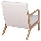 Sillón tapizado de estilo moderno de mediados de siglo con estructura de madera maciza y cojín lumbar