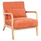 Sillón tapizado de estilo moderno de mediados de siglo con estructura de madera maciza y cojín lumbar