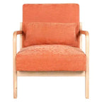 Sillón tapizado de estilo moderno de mediados de siglo con estructura de madera maciza y cojín lumbar