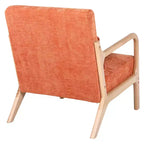 Sillón tapizado de estilo moderno de mediados de siglo con estructura de madera maciza y cojín lumbar