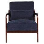 Sillón tapizado de estilo moderno de mediados de siglo con estructura de madera maciza y cojín lumbar