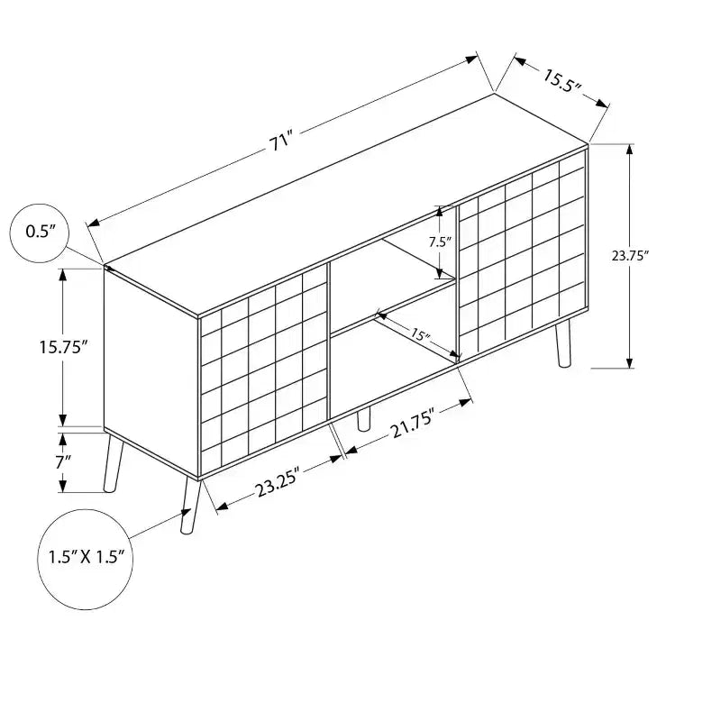 Mueble de TV de Estilo Medieval de 72 Pulgadas, Armario de Almacenamiento con Mecanismo de Cierre a Presión