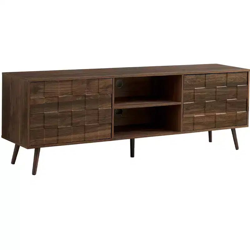 Mueble de TV de Estilo Medieval de 72 Pulgadas, Armario de Almacenamiento con Mecanismo de Cierre a Presión