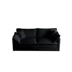 Sofá moderno de dos plazas tapizado grande y profundo de 2 asientos con 4 almohadas para sala de estar, color negro