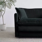 Sofá moderno de dos plazas tapizado grande y profundo de 2 asientos con 4 almohadas para sala de estar, color negro
