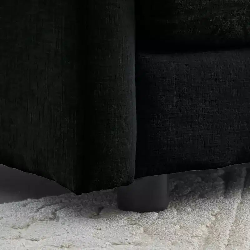 Sofá moderno de dos plazas tapizado grande y profundo de 2 asientos con 4 almohadas para sala de estar, color negro