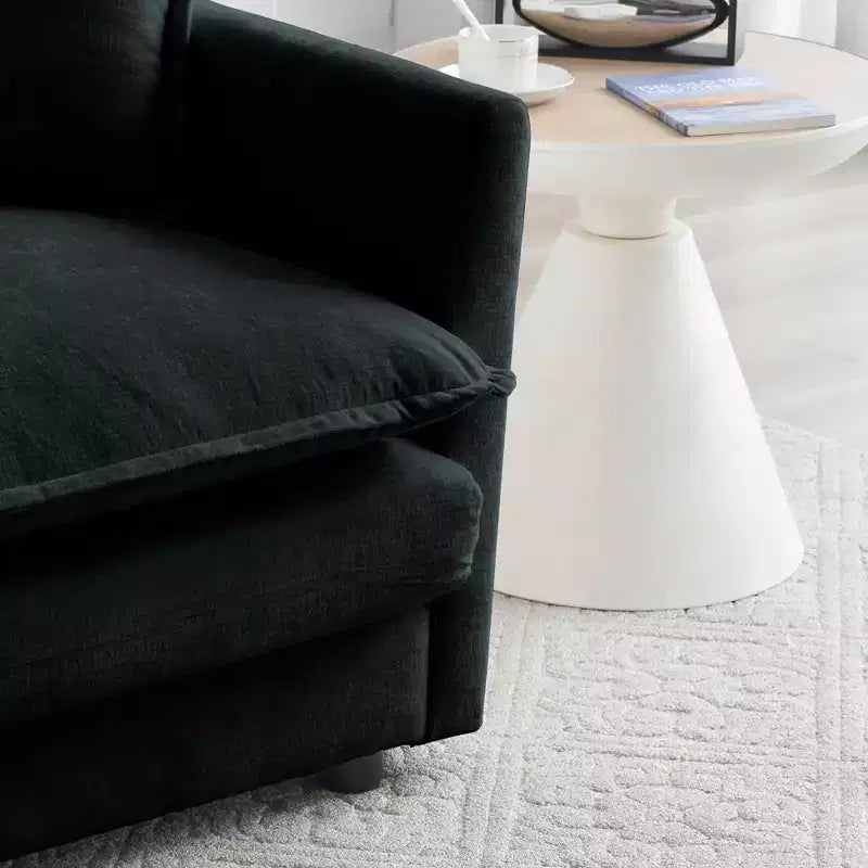 Sofá moderno de dos plazas tapizado grande y profundo de 2 asientos con 4 almohadas para sala de estar, color negro