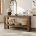 Lantine 63-Inch Wood Entryway Table, Long Farmhouse Narrow Console Table with 2-Tier Shelves for Living Room, Hallway, Behind Couch, Brown