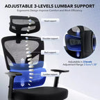 Silla de oficina ergonómica con soporte lumbar ajustable, silla de escritorio/gaming de respaldo alto con reposabrazos 3D, reposacabezas y ruedas giratorias, cómoda silla de malla