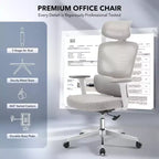 Silla de oficina ergonómica con soporte lumbar ajustable, silla de escritorio/gaming de respaldo alto con reposabrazos 3D, reposacabezas y ruedas giratorias, cómoda silla de malla
