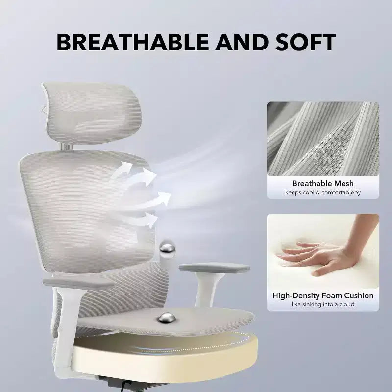 Silla de oficina ergonómica con soporte lumbar ajustable, silla de escritorio/gaming de respaldo alto con reposabrazos 3D, reposacabezas y ruedas giratorias, cómoda silla de malla