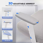 Silla de oficina ergonómica con soporte lumbar ajustable, silla de escritorio/gaming de respaldo alto con reposabrazos 3D, reposacabezas y ruedas giratorias, cómoda silla de malla