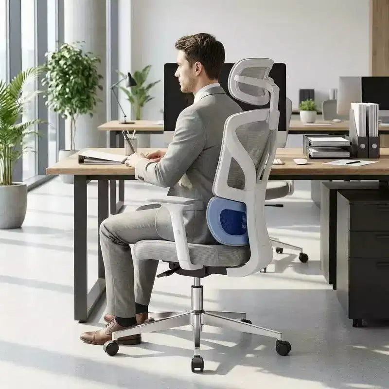 Silla de oficina ergonómica con soporte lumbar ajustable, silla de escritorio/gaming de respaldo alto con reposabrazos 3D, reposacabezas y ruedas giratorias, cómoda silla de malla