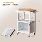 Carrito de cocina rodante con armario de almacenamiento y cajón, isla de cocina compacta con ruedas giratorias
