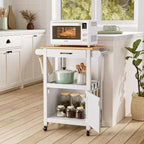Carrito de cocina rodante con armario de almacenamiento y cajón, isla de cocina compacta con ruedas giratorias