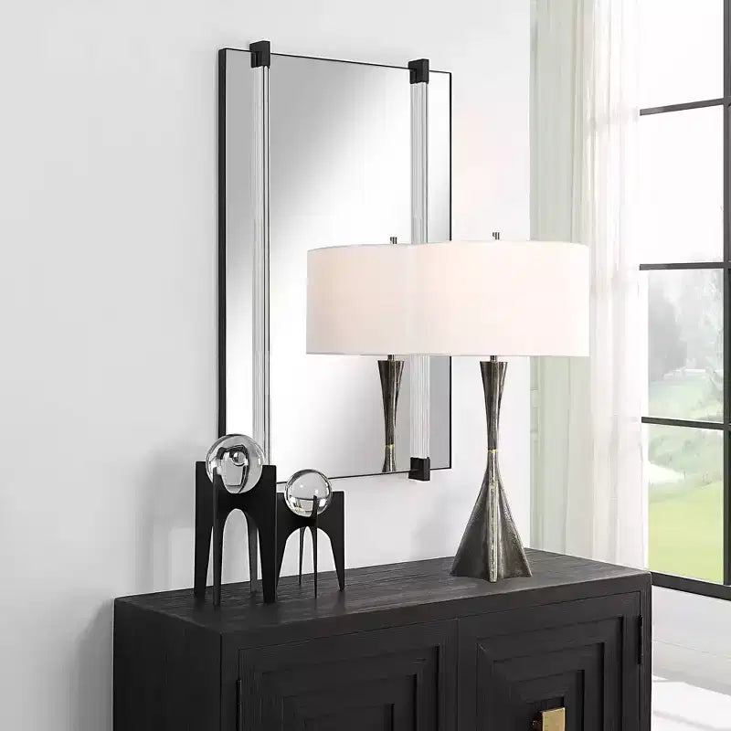 Espejo de pared rectangular Ladonna negro mate de 24 x 37