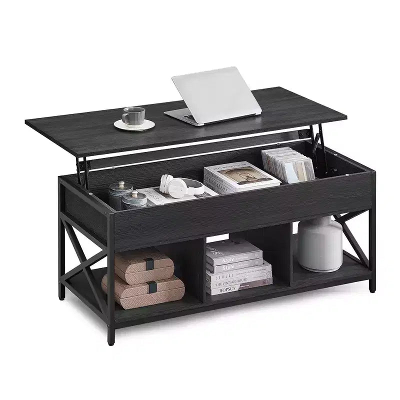 VASAGLE Lift Top Coffee Table, Lift Coffee Table with Storage Shelf, Hidden Compartments and Lifting Top