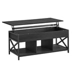 Mesa de centro elevable, Mesa de centro elevable con estante de almacenamiento, compartimentos ocultos y tapa elevable