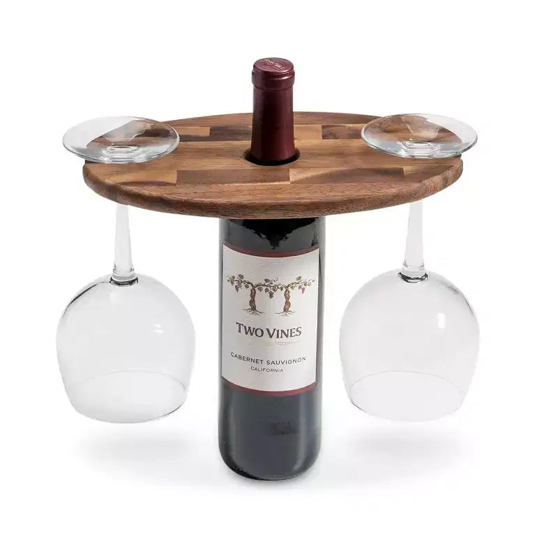 Kalmar Home Solid Acacia Wine Glass Caddy