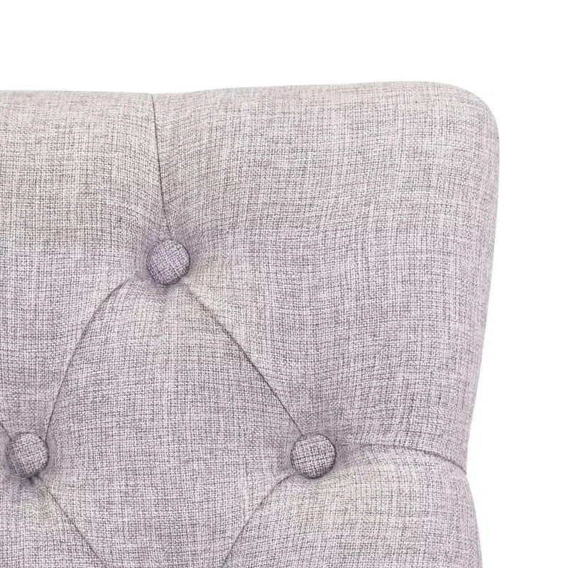 Taburete de mostrador tapizado con respaldo alto y 24 botones de lino (paquete de 2), gris claro