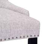 Taburete de mostrador tapizado con respaldo alto y 24 botones de lino (paquete de 2), gris claro