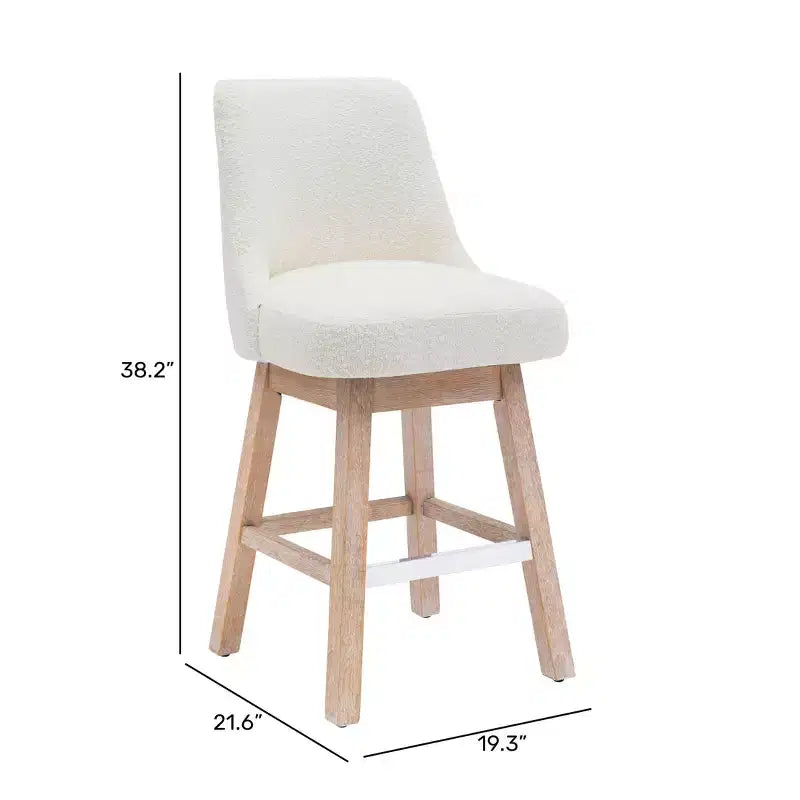 Taburete de bar tapizado giratorio de 26 pulgadas de altura para encimera, mostaza