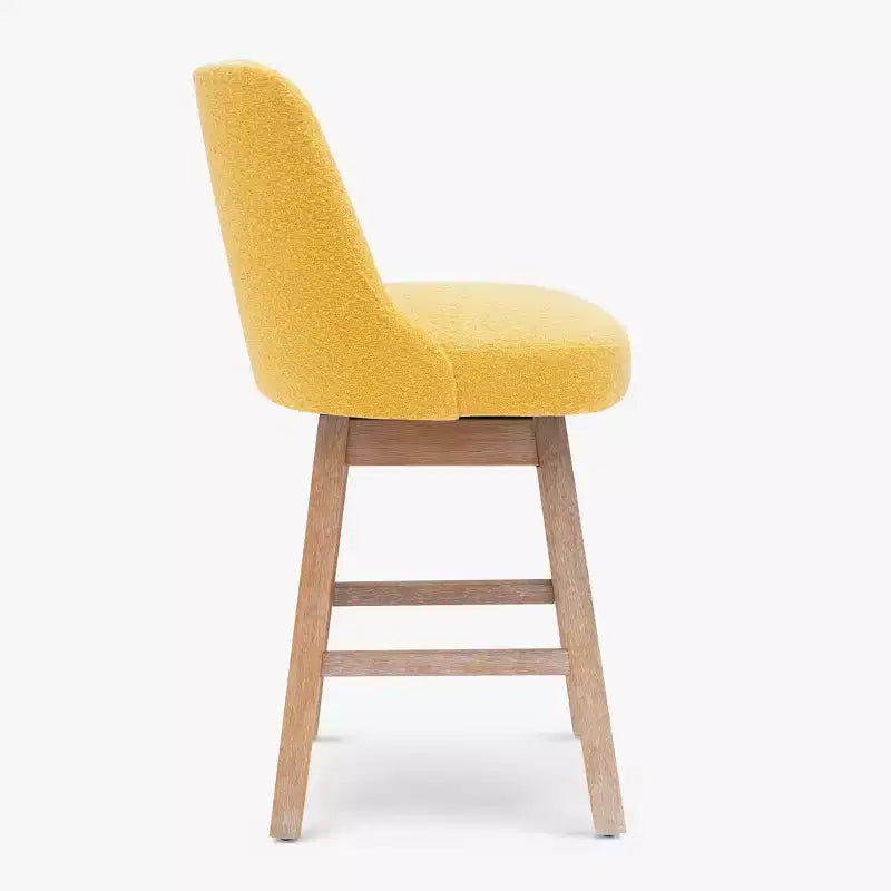 Taburete de bar tapizado giratorio de 26 pulgadas de altura para encimera, mostaza