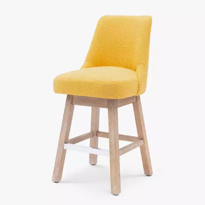 Taburete de bar tapizado giratorio de 26 pulgadas de altura para encimera, mostaza