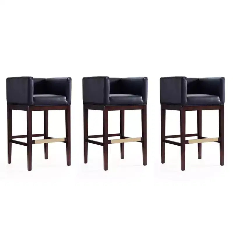 Set of 3 Kingsley Upholstered Beech Wood Barstools - Manhattan Comfort