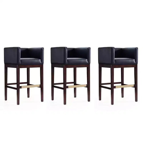 Set of 3 Kingsley Upholstered Beech Wood Barstools - Manhattan Comfort